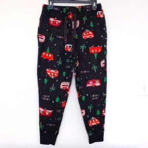 NEW Men's Old Navy Holiday Christmas Campers Cotton Pajama Pants Black Red XS